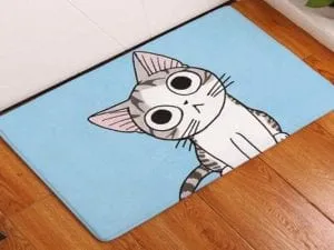 Baby Blue Cat Cartoon Rug