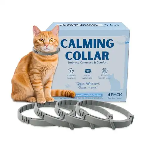 Virine Calming Collar for Cats Pheromones Anxiety Relief Calming Collar Cat Relaxer 4 Pack, 60 Days of Calming Each Collar, Adjustable Size for All Cats